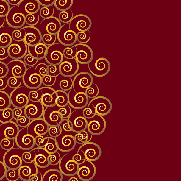Fondo rojo con espirales doradas abstractas
 - Vector, imagen