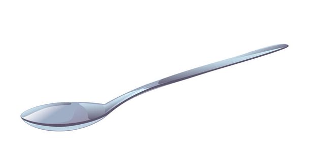 Metal spoon in flat cartoon style. - Vector, Image