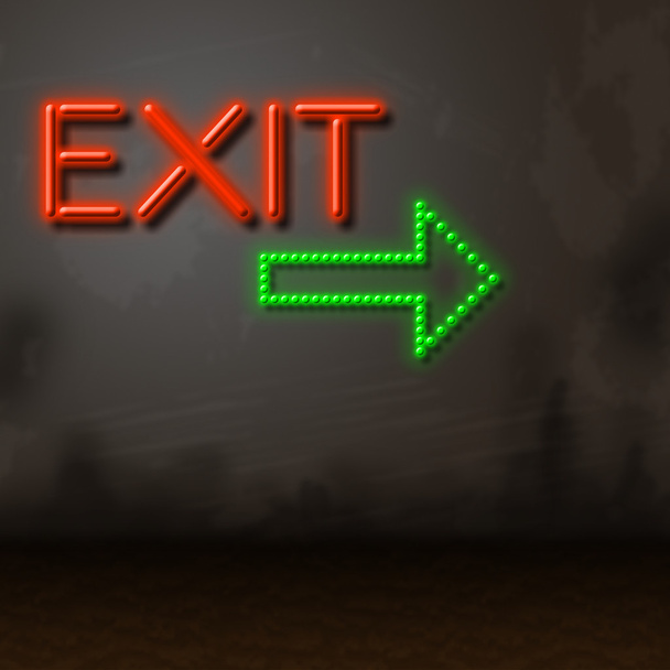 Exit Neon Indicates Escaping Exits And Glow - Photo, Image