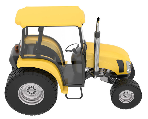 Közepes mezőgazdasági traktor elkülönítve a háttérben. 3d renderelés - illusztráció - Fotó, kép