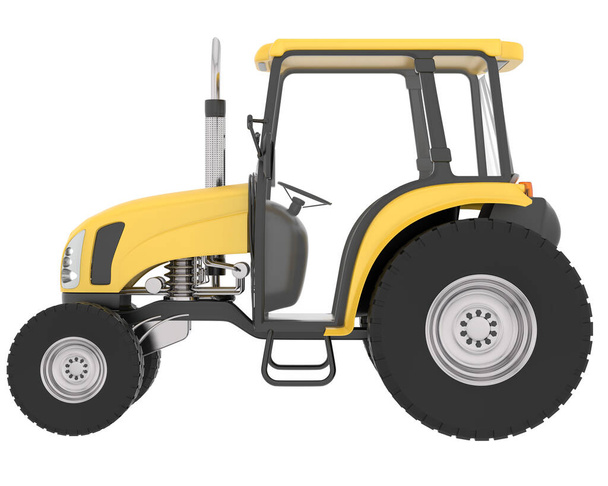 Medium farming tractor isolated on background. 3d rendering - illustration - Photo, Image
