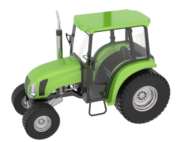 Tractor de cultivo medio aislado sobre fondo. representación 3d - ilustración - Foto, imagen