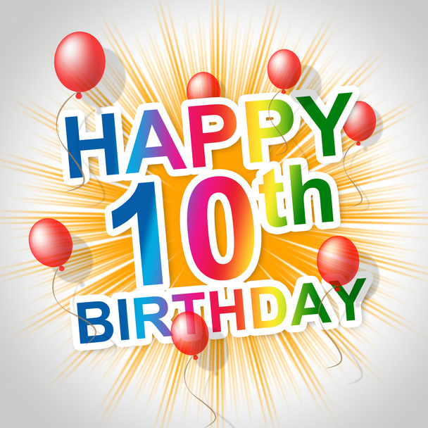 Hyvää syntymäpäivää edustaa 10 onnitteleva ja juhlii
 - Valokuva, kuva