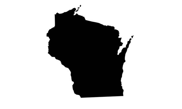sylwetka mapy stanu Wisconsin w Stanach Zjednoczonych - Wektor, obraz