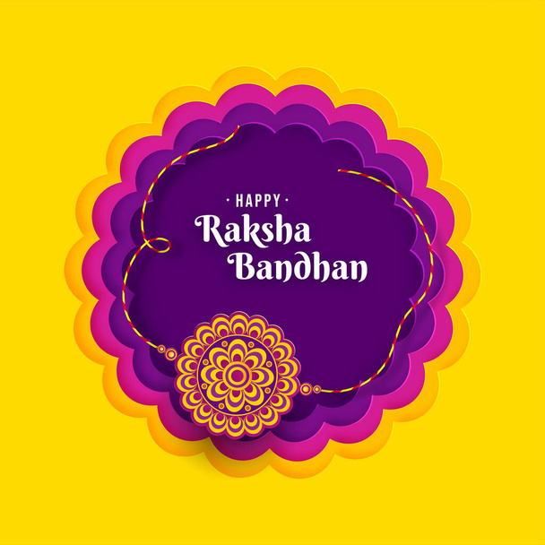Abstract paper cut concept over de viering van de Indiase festival van broer en zus 's band Happy Raksha Bandhan. - Vector, afbeelding