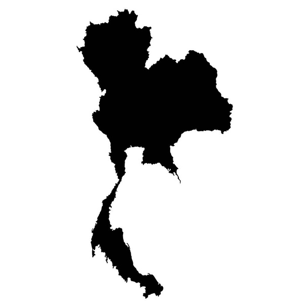 東南アジアのタイの国地図シルエット - ベクター画像