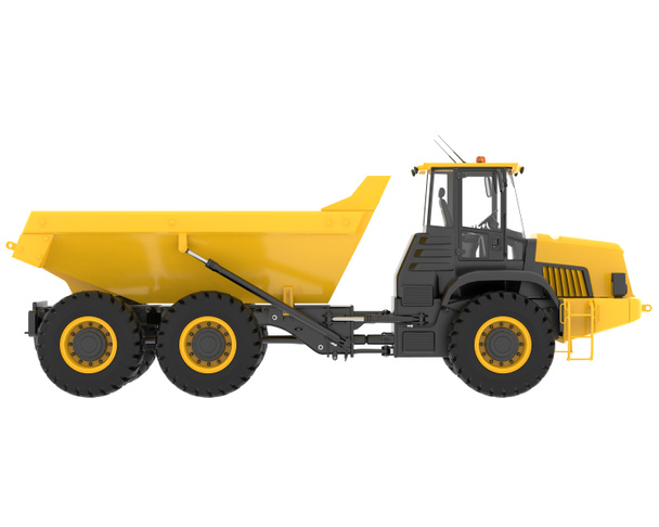 Articulated dump truck isolated on grey background. 3d rendering - illustration - Photo, Image