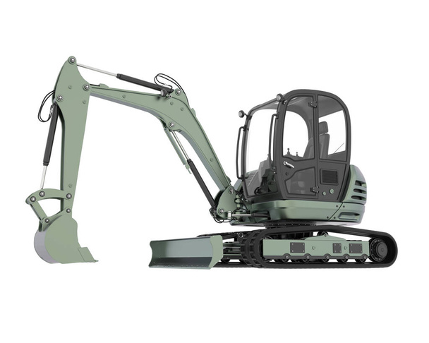 Compact excavator isolated on background. 3d rendering - illustration - Photo, Image