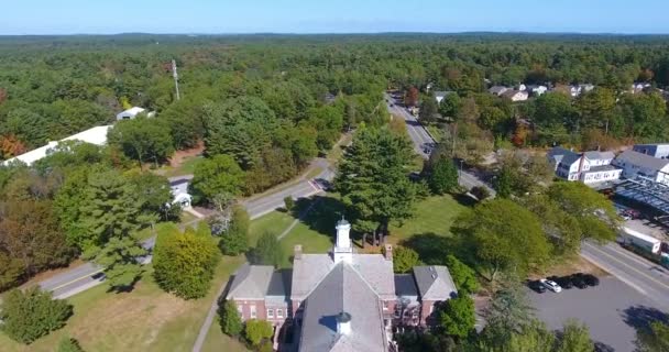 Dover Town Hall and town common aerial view in town center of Dover, Massachusetts MA, USA.  - Footage, Video