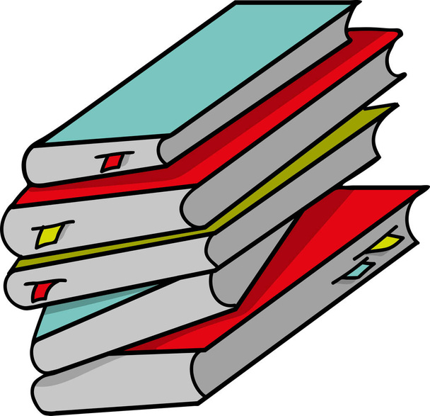 stack of books with bookmarks to study - Vector, Image