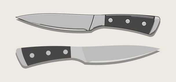 kitchen knife in two versions isolated on beige background. Vector illustration - Vektor, obrázek