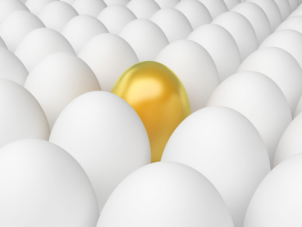 Golden Egg Indicates Odd One Out And Alone - Photo, Image