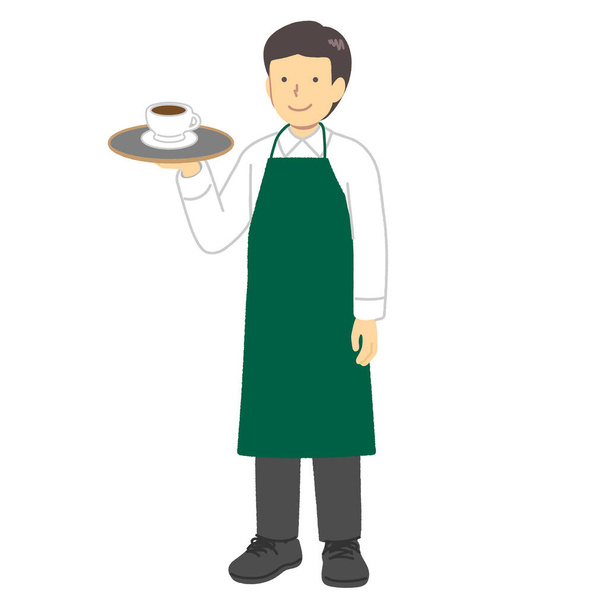 Male illustration of a cafe clerk - Vector, Image