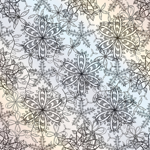 pattern with floral elements and interesting doodles. Raster. - Foto, Imagem