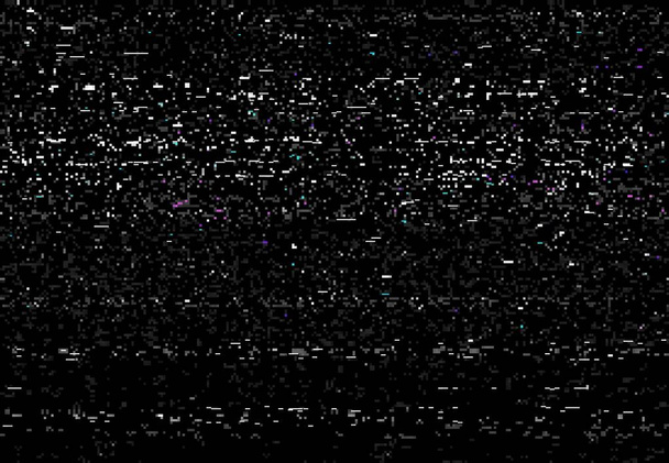 Glitch VHS vääristymä näytön vektori tausta video häiriö vaikutus staattista kohinaa. TV-signaalin virhe, vaurioitunut videonauha tai VHS-nauhan rakenne satunnaisella pikselimelulla, abstrakti taustakuvio - Vektori, kuva