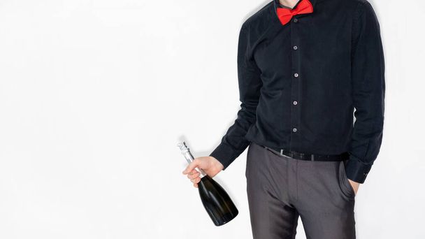 alcohol celebration party banner man wine bottle - Foto, immagini