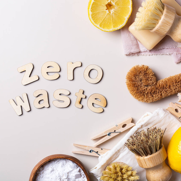 Zero waste set of plastic free kitchen cleaning utensils - Fotografie, Obrázek