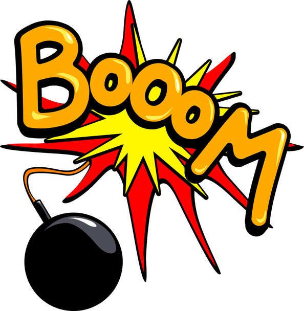 Bomb explodes and makes noise, "Boom" - Vector, Image