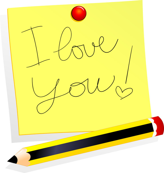 Post it with "I love you" - Vector, Image