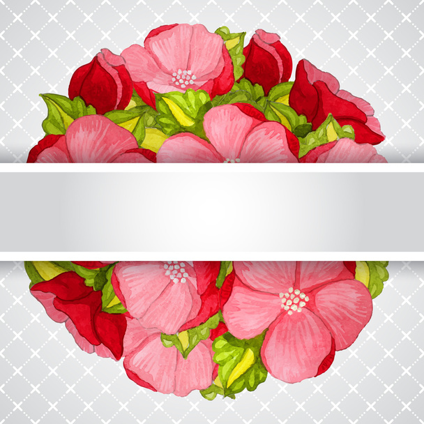Floral invitation card with flowers peony template - Διάνυσμα, εικόνα