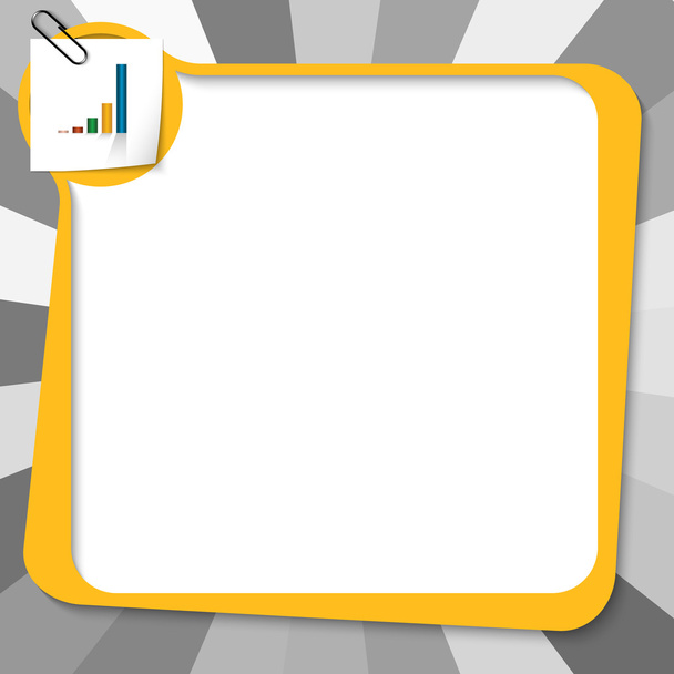 yellow text box with paper clip and graph - Vektori, kuva