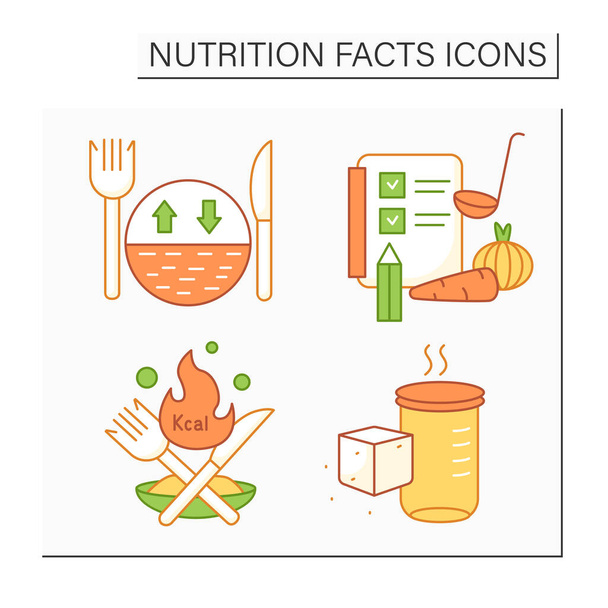 Valeur nutritive icônes de couleur ensemble - Vecteur, image