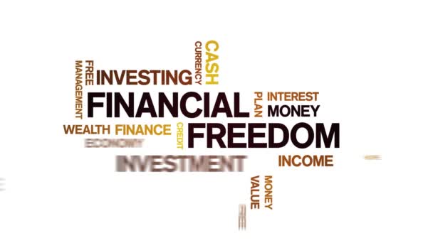 4k Financial Freedom Animated Tag Nube de palabras, Animación de texto bucle sin fisuras. - Metraje, vídeo