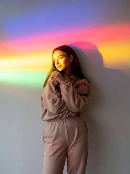 Color light people self love girl rainbow neon - 写真・画像