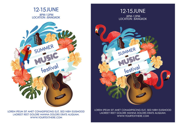 Plaj partisi için tropik yaz müzik festivali posteri - Vektör, Görsel