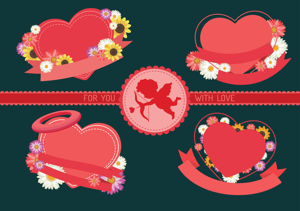 étiquettes cœurs sucrés pour carte de valentines - Vecteur, image