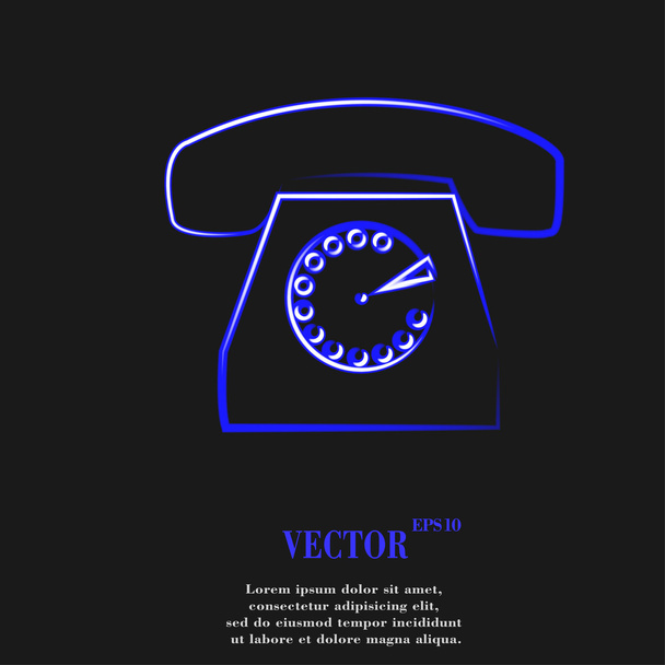 Retro telephone. Flat modern web button and space for your text - Vector, Image