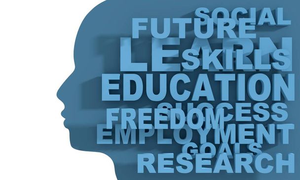 Silhouette of a male head and education words cloud. - Foto, Bild