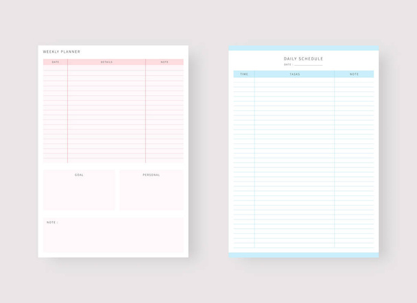 Modern planner template set. Set of planner and to do list. Daily and weekly planner template. Vector illustration. - Vector, Image