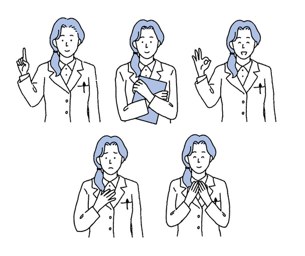 eenvoudige aanraking vrouwelijke arts bovenlichaam illustratie - Vector, afbeelding