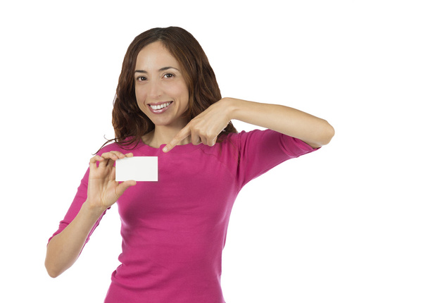 Femme montrant la carte de signe vide
   - Photo, image