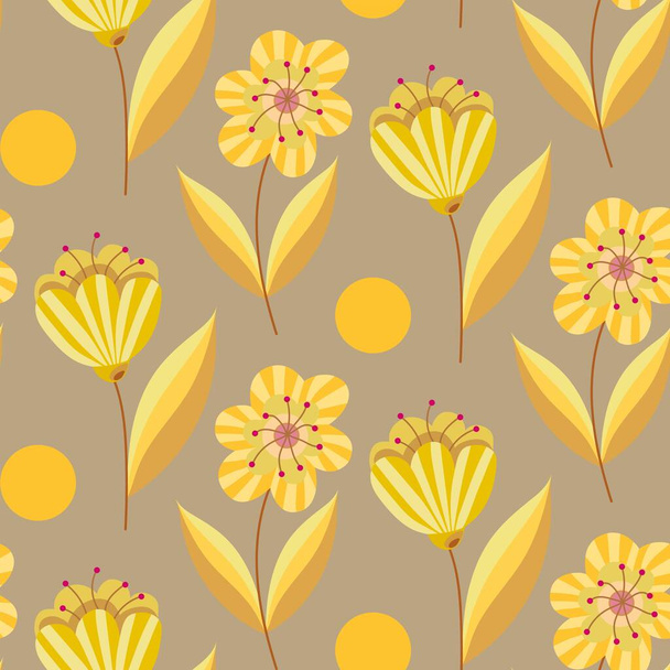 Floral yellow summer seamless pattern - Вектор,изображение