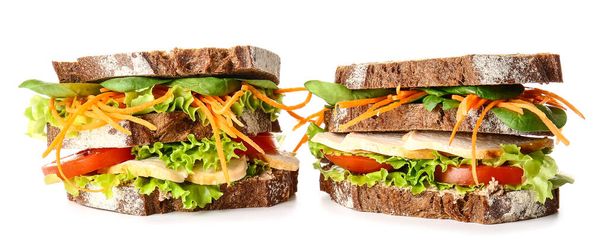 Tasty sandwiches on white background - Photo, image