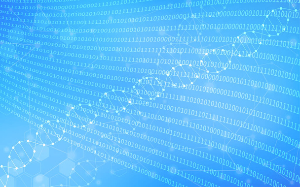 Bild der Integration von Gentechnik und Wissenschaft und Technologie auf blauem Gradienten-Hintergrund. - Vektor, Bild