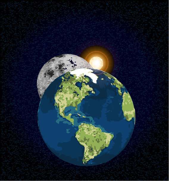 Earth Moon and Sun - Вектор,изображение