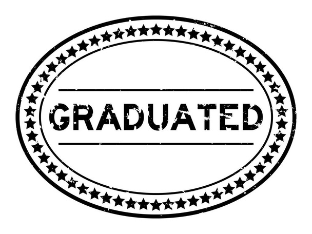 Grunge mot graudé noir timbre de joint en caoutchouc ovale sur fond blanc - Vecteur, image