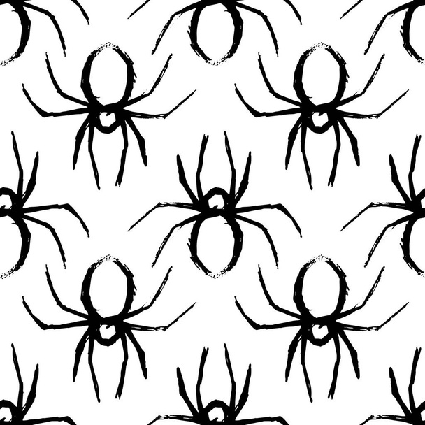 spider seamless pattern black and white - Vector, Image