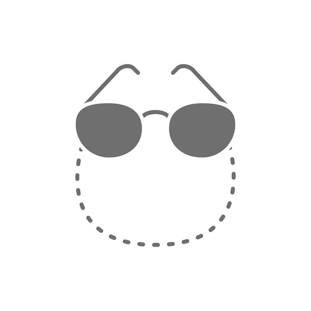 Vector glasses on a chain grey icon. - Vector, Image