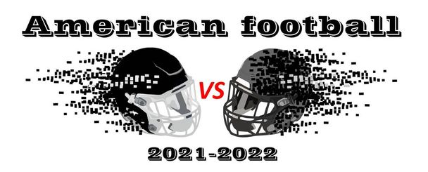 Superbowl 2021-2022. American Football-Helme. Vereinzelt auf weißem Hintergrund. Illustration zum Thema American Football, Sportwettkämpfe. - Vektor, Bild