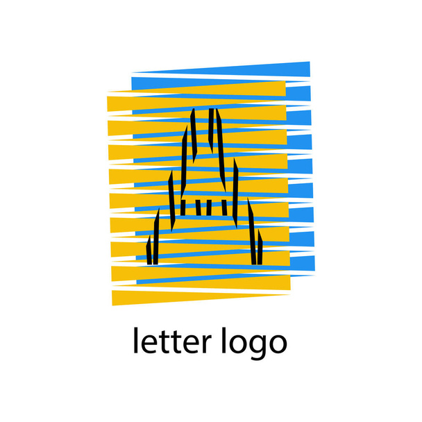 手紙オレンジのパターンの背景にミニマリズムスタイルのロゴ現代的なデザイン - ベクター画像
