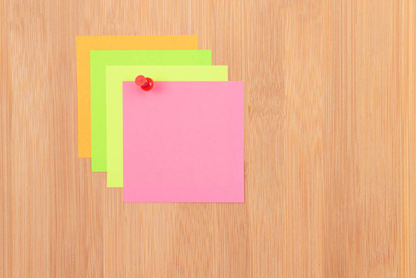 Colored Sticky Notes Pinned to the Wooden Message Board - Fotó, kép