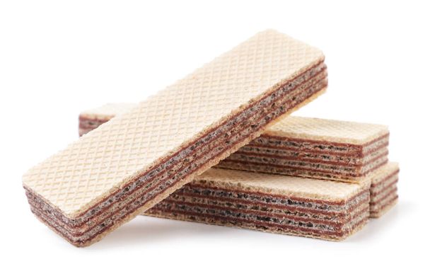 Chocolate wafers close-up on a white background. Isolated - Photo, Image