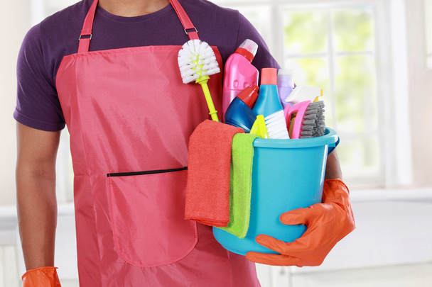 Portrait of hand with cleaning equipment - Photo, image