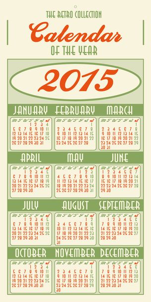 naptár a 2015-ig, retro stílusú 1950-es évek Amerikai Egyesült Államok - Vektor, kép