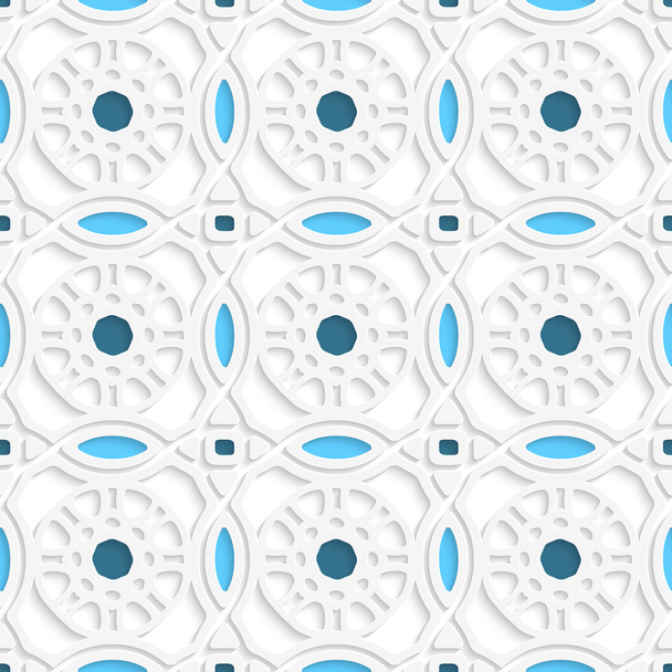 Geometric flowers with blue seamless - Vektor, obrázek