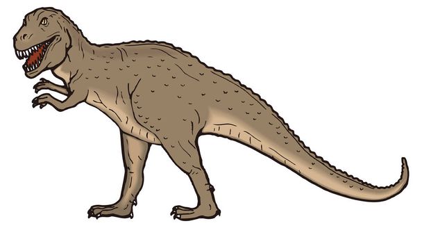 brązowy tyranozaur dinozaur starożytny wektor ilustracja przezroczyste tło - Wektor, obraz